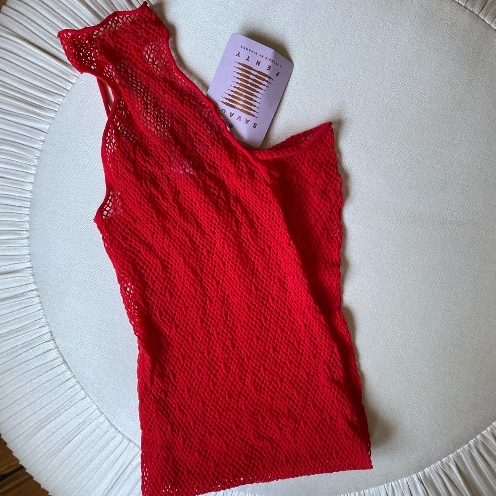 Savage x Fenty Red Fishnet Bodycon Dress in Red